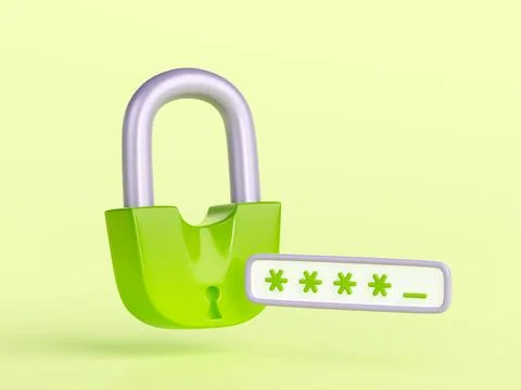 Good password 3d render, concept of data privacy Illustrazione stock