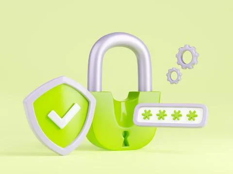 Good password 3d render, secure data protection Stock Illustration