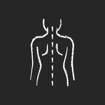 Good posture chalk white icon on black background Illustrazione stock
