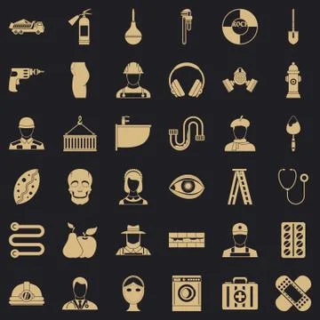 Good profession icons set, simple style Stock Illustration