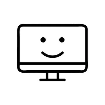 Good protected computer condition icon vector outline illustration Illustrazione stock