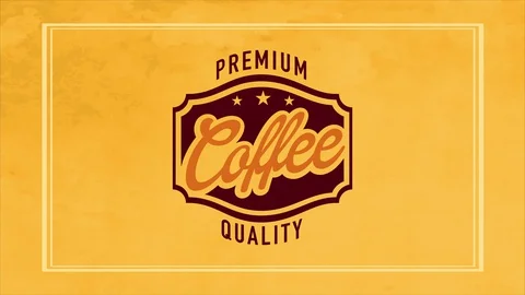 Good quality coffee tag using old fashion vintage lettering over a fancy golden Stock Footage 128703069