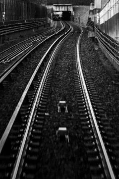 On good rails B&amp;W Stock Photos