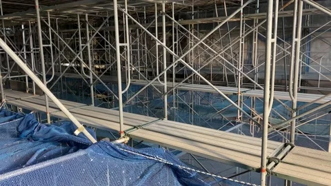A good scaffold for worker safety Stock Footage 131428470
