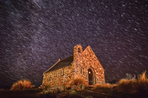 Good Shephard Milky Time Lapse Star Trail 4K Quality Video stock 70838786
