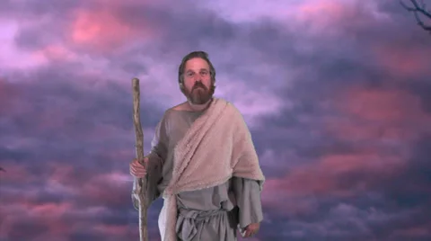 Good Shepherd slowly turning with dramatic sky Stock Footage 30437770