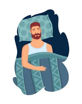 Good sleep rules and man sleeps on pillow vector illustration. Template healthy Stock Illustration