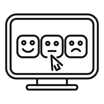 Good smiley faces online icon outline vector. Button rank Stock Illustration