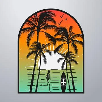 Good summer on the beach with grunge texture style Stock-Illustration