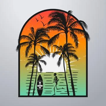 Good summer on the beach with grunge texture style Stock-Illustration