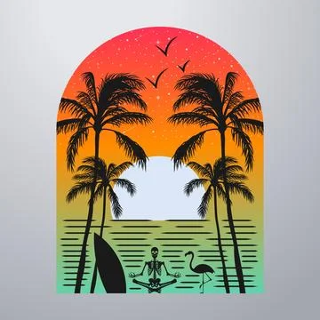 Good summer on the beach Stock Illustration