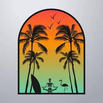 Good summer on the beach Stock Illustration