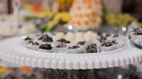 Good sweet buffet table Stock Footage 70989779