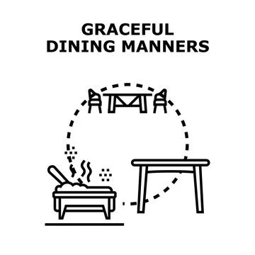 Good table setting and dining etiquette concept Stock Illustration