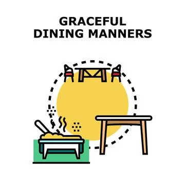 Good table setting and dining etiquette concept Stock Illustration