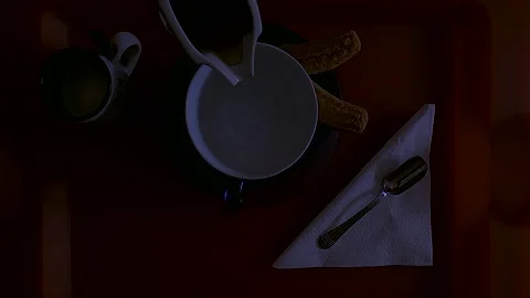 Good tea served on a red tray Stock Footage 138443799