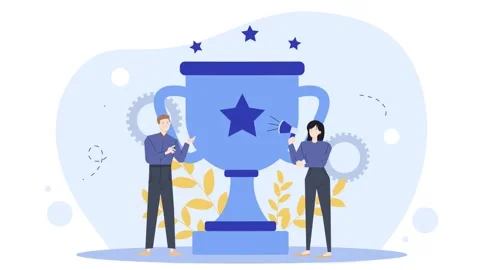 Good teamwork in cooperation with trophy illustration isolated on white Stock Footage 282332083