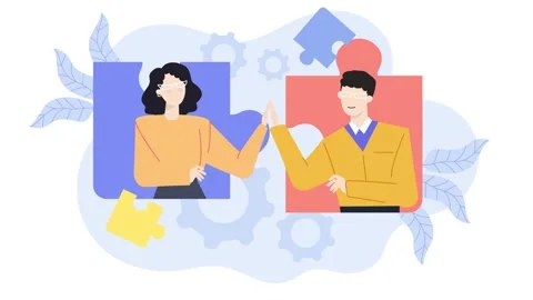 Good teamwork solving problem illustration isolated on white background business Stock Footage 282943130