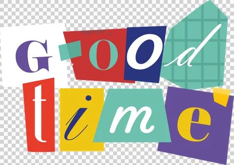 Good time collage is showing in flat design on transparent background, with Stock Illustration