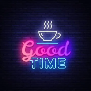 Good Time Neon Text Vector. Good Times neon sign, design template, modern trend Stock Illustration