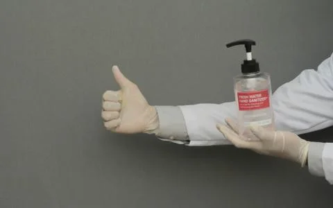 Good of using hand sanitizer concept. Stock Photos