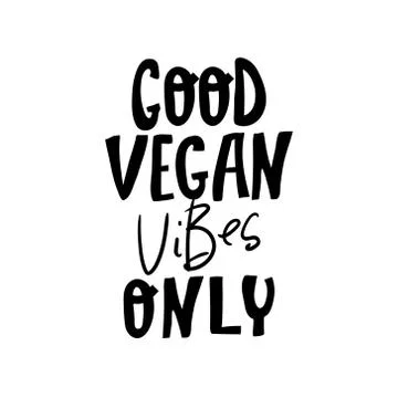 Good vegan vibes only. Vector illustration, food design. Handwritten lettering Illustrazione stock