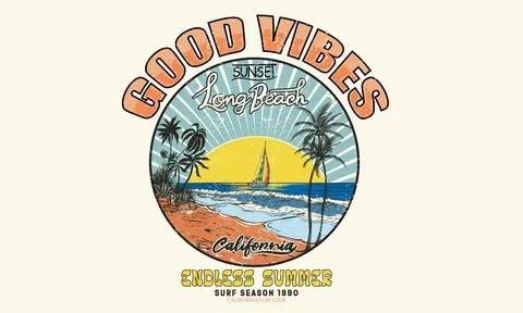 Good vibe long beach. Stock Illustration