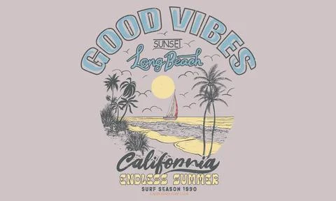 Good vibe long beach. Illustrazione stock