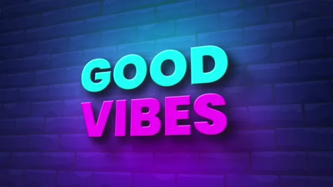 Good vibes light text on brick wall animation. Stock Footage 255293371