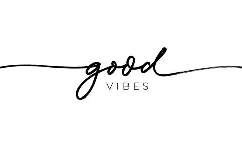 Good vibes line style vector hand lettering. Stock Illustration