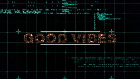 Good Vibes text animation over digital coding and grid background Stock Footage 304194809