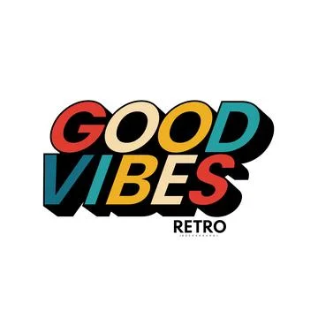 Good vibes typography on white background graphics for t-shirts and other p.. Stock Illustration