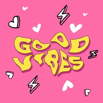 Good Vibes in wave shape Stock Illustration