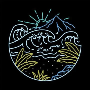 Good view and wave on summer graphic illustration vector art t-shirt design Stock-Illustration