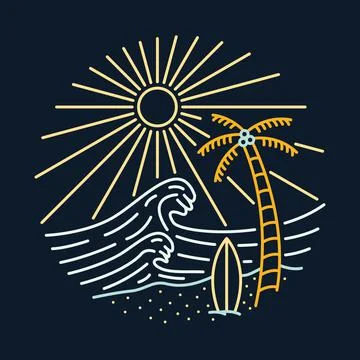 Good view of beach with good wave for surfing graphic illustration vector art Stock-Illustration