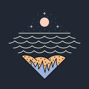 Good view of beach in night graphic illustration vector art t-shirt design Stock-Illustration