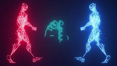 Good vs Bad Artificial intelligence robotics animation 스톡 동영상 240861597