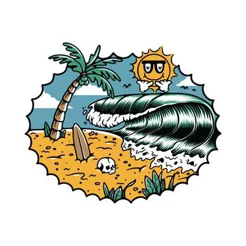 Good Wave Summer Beach Graphic Illustration Vector Art T-shirt Design Stockillustratie