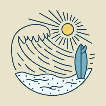 Good wave for surf in summer graphic illustration vector art t-shirt design Stock Illustration