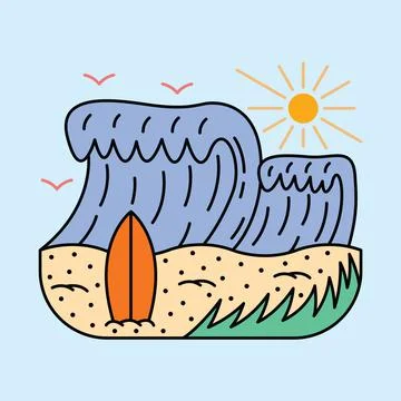 Good wave for surf in summer graphic illustration vector art t-shirt design Stock Illustration