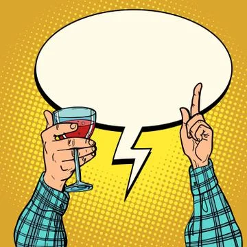 Good wine hand with glass Stock Illustration