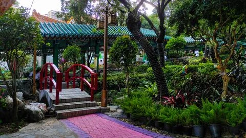 Good Wish garden at Sik sik Yuen Wong Tai Sin temple, Hong Kong. Stock Photos