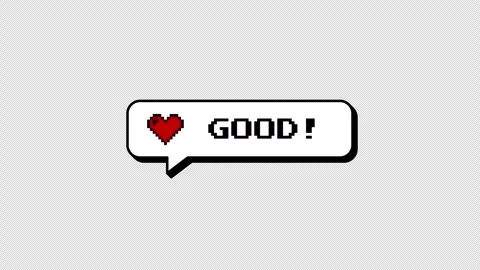 GOOD word in an 8-bit pixel art comment balloon. Neubrutalism style. Stock Footage 316774076
