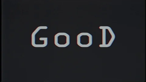 GOOD word text on old computer tv vhs effect glitch interference noise screen Stock Footage 83762359