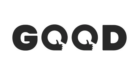 Good word vector poster design. Hands with thumbs up in o letters. Stock Illustration