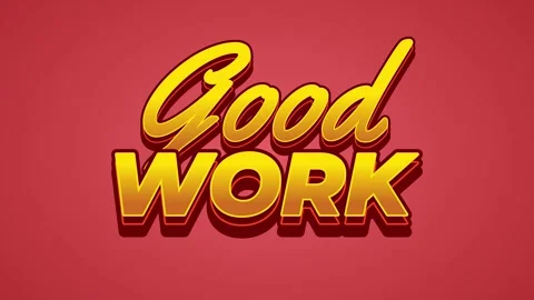 Good Work Bold Golden Typography On Red Background Stock Footage 333547602