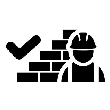 Good work of construction worker icon. Brick wall Stock Illustration