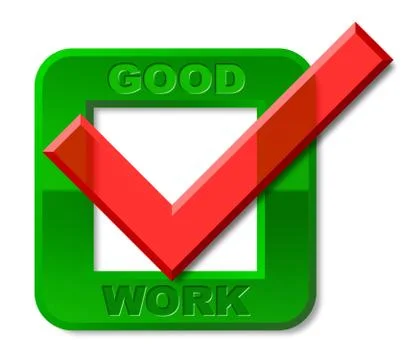 Good work tick meaning first rate and marvellous Stock Illustration
