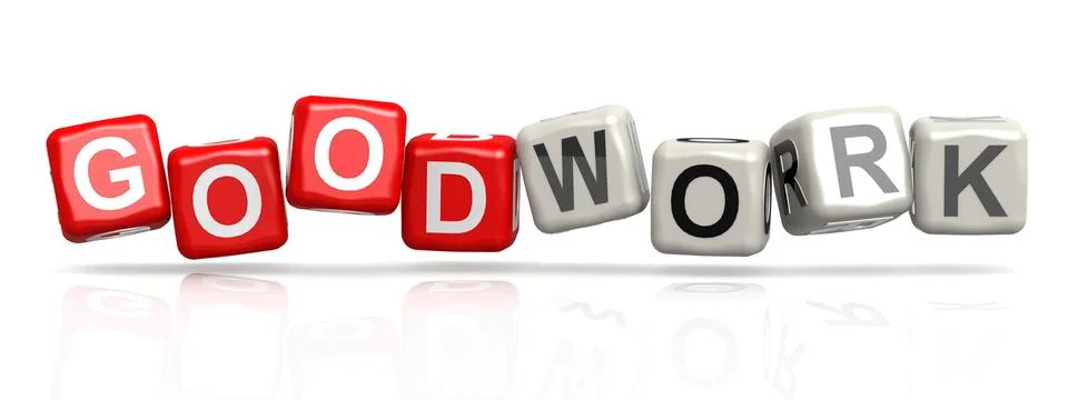 Good work word concept on cube block isolated Illustrazione stock
