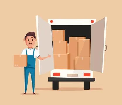 Good worker. Cartoon vector illustration. Relocation. Moving service Stock Illustration